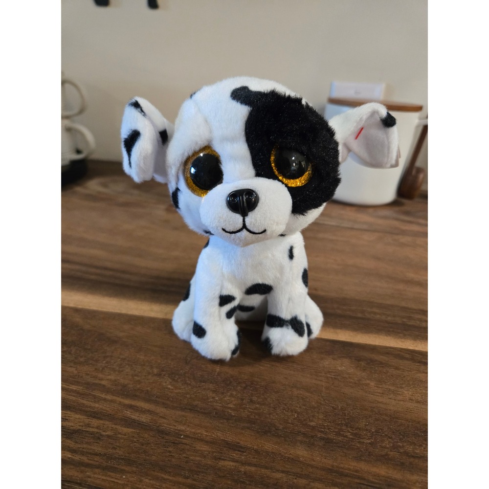 Ty Beanie Boos Luther Dalmatian Dog Plush 6 inch Glitter Gold Eyes NWT 36267